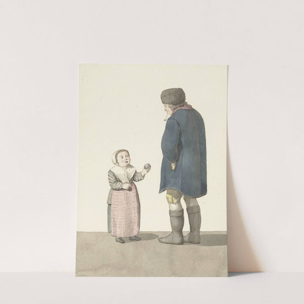 Meisje met bal staand voor een man by W. Barthautz