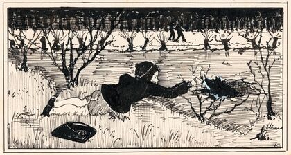 Meisje probeert hond te redden uit wak (1925)