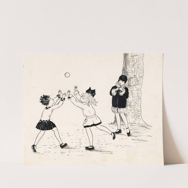 Meisjes spelen met bal by Adrie Vürtheim