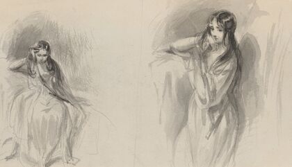 Melancholy woman; two sketches