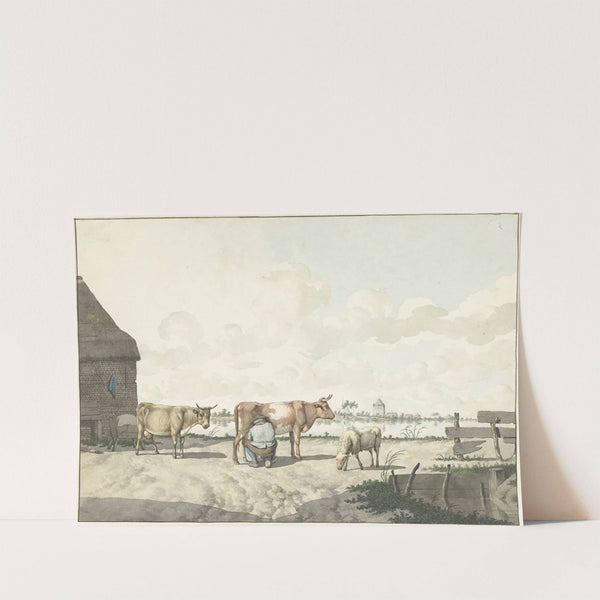 Melkende boer (1700 - 1800) by W. Barthautz