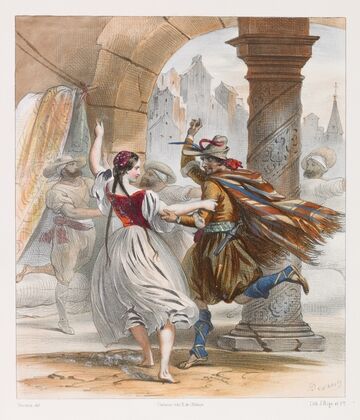 M’elle Adèle Dumilâtre et M’r Corali dans le 2eme acte de La Gipsy, ballet (1845)