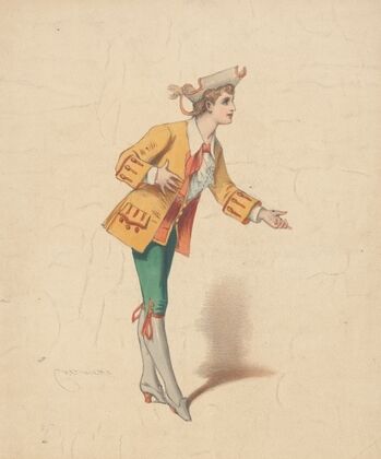 Melle Vanghel dans La foire St Laurent, rôle de Bobêche (1877)
