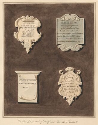 Memorials to Mrs. Mary Staunton, John Silvester, Mrs. Frances Whiterly and Mrs. Rebecca Lone from Bedfont Church