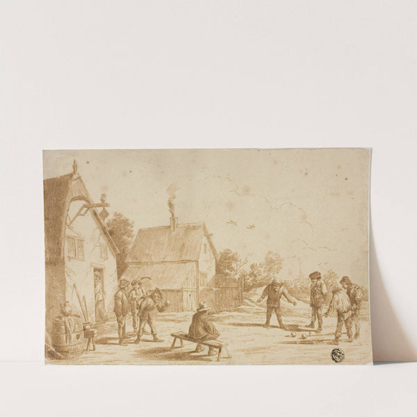 Men Playing Boules Outside Tavern by After David Teniers the Younger