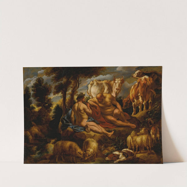 Mercury playing Argus to sleep with his flute, with Io transformed into a white heifer by Jacob Jordaens