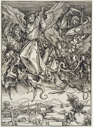 Michaels Kampf mit dem Drachen, aus der Folge der Apokalypse, Urausgabe Deutsch 1498