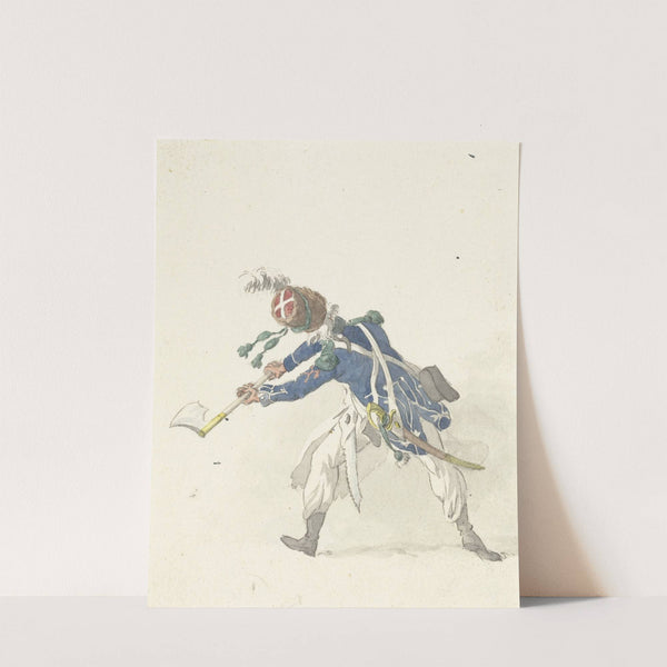 Militair, zwaaiend met een bijl by Dirk Langendijk