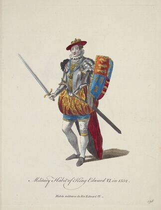 Military habit of King Edward VI in 1552. Habits militaires du Roi Edward VI. (1757-1772)