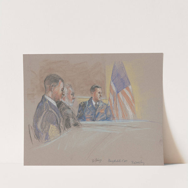 Military personnel including John Billings, seated during court martial of Bowe Bergdahl, Fort Sam Houston, San Antonio, Texas by Brigitte Woosley