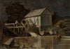 Mill at the river on a moonlit night