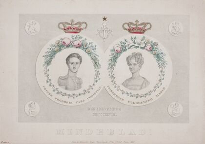 Mindeblad for prins Frederik, senere kong Frederik d. 7, og prinsesse Wilhelmine (1828)