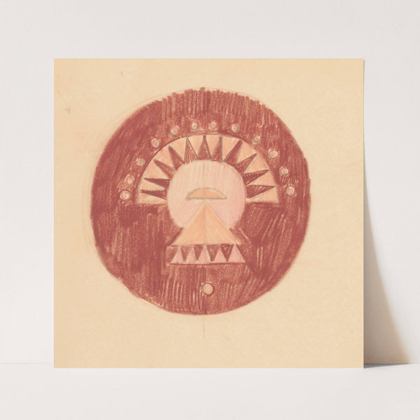 Miscellaneous small sketches for inlaid table tops.] [Design with red and orange circular motif by Winold Reiss