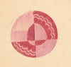 Miscellaneous small sketches for inlaid table tops.] [Design with red and pink circular motif