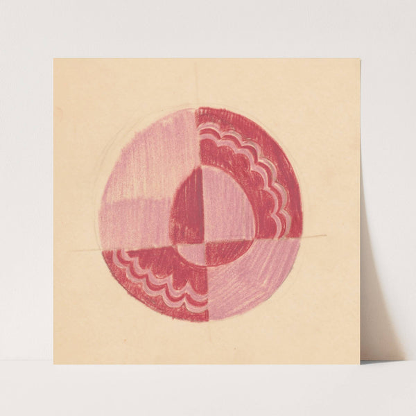 Miscellaneous small sketches for inlaid table tops.] [Design with red and pink circular motif by Winold Reiss