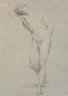 Model stående en face, hovedet støttet mod den løftede højre arm; ikke tegnet færdig (1745 – 1802)