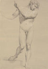 Model stående en face, med løftede arme (1745 – 1802)