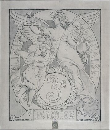 Modèle de timbre de 3 centimes