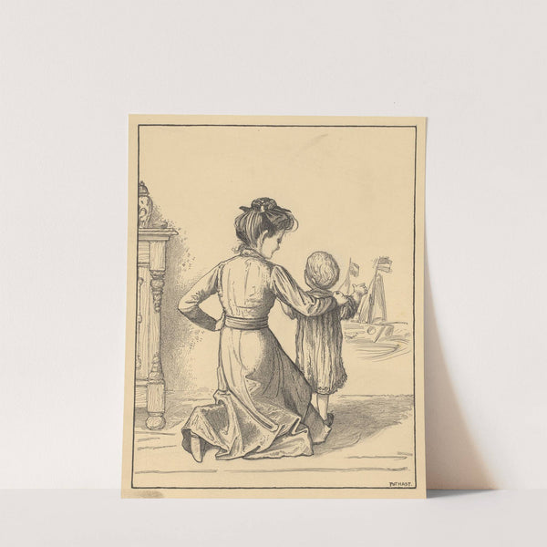 Moeder en kind bij een muur by Willem Pothast