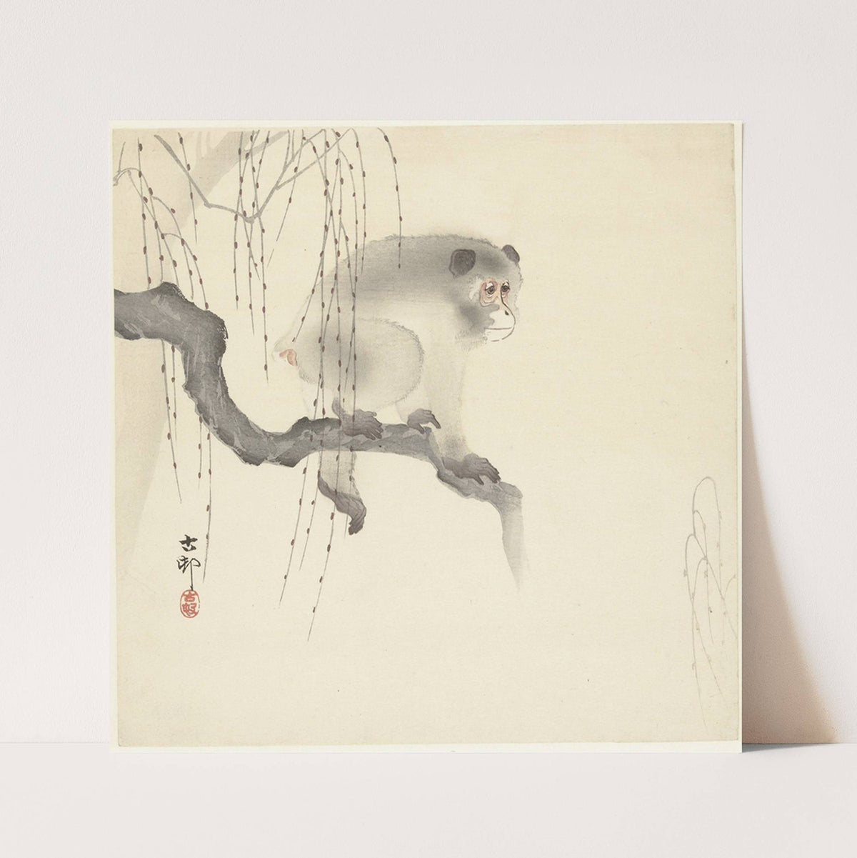 Monkey on tree branch (1900 - 1930) by Ohara Koson