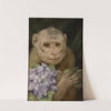 Monkey with a bouquet of violets  (1880s) by Gabriel von Max