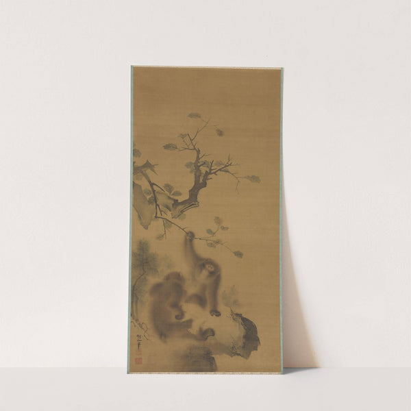 Monkeys on a Rock Ledge (c. 1800–1821) by Mori Sosen