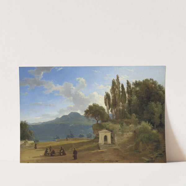 Monks Before Lake Nemi, Italy by Pierre-Athanase Chauvin
