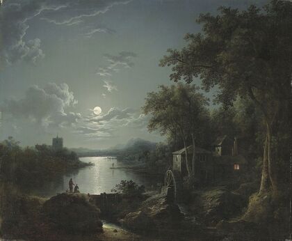 Moonlit fishing on the riverbank