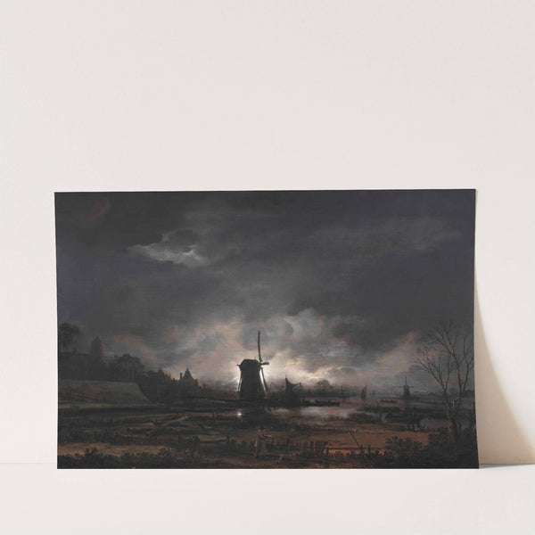 Moonlit Landscape With A Windmill (early to mid 1650s) by Aert van der Neer