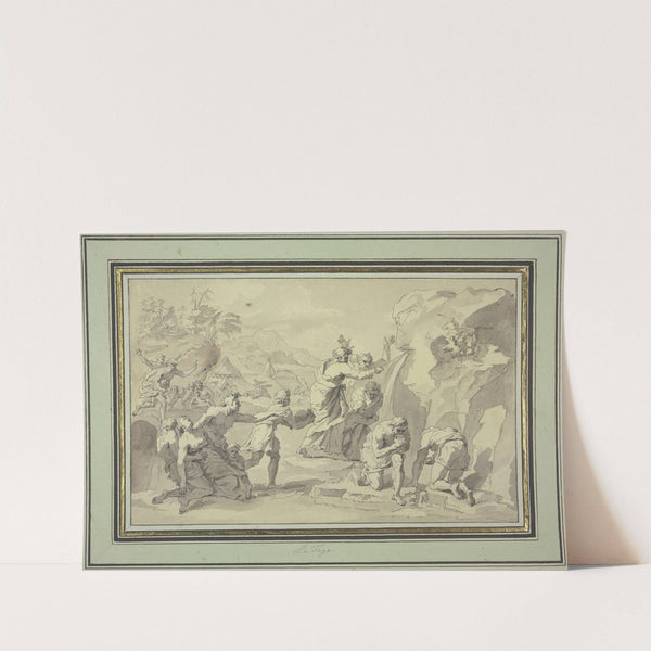 Moses schlägt Wasser aus dem Felsen by Raymond Lafage