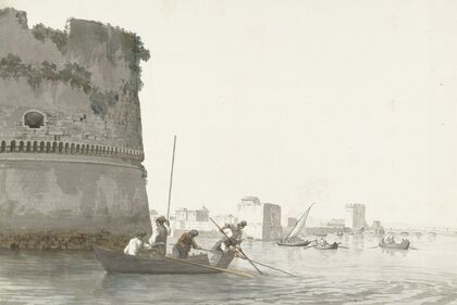 Mosselvissers op Mare Piccolo bij de vestingwerken van Tarente