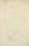 Mother and baby; Man in wide brimmed hat holding a sketchbook