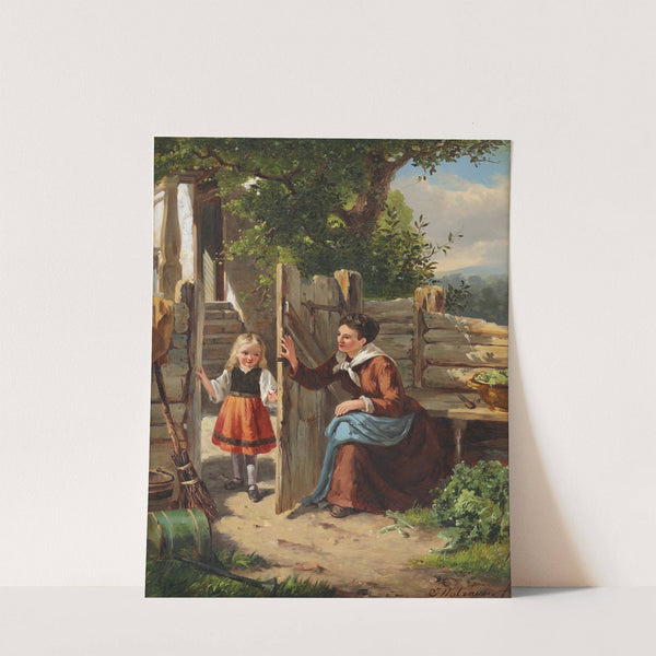 Mother and Child in a Cottage Garden by Jan Walraven