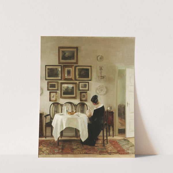 Mother And Child In A Dining Room Interior by Carl Holsøe