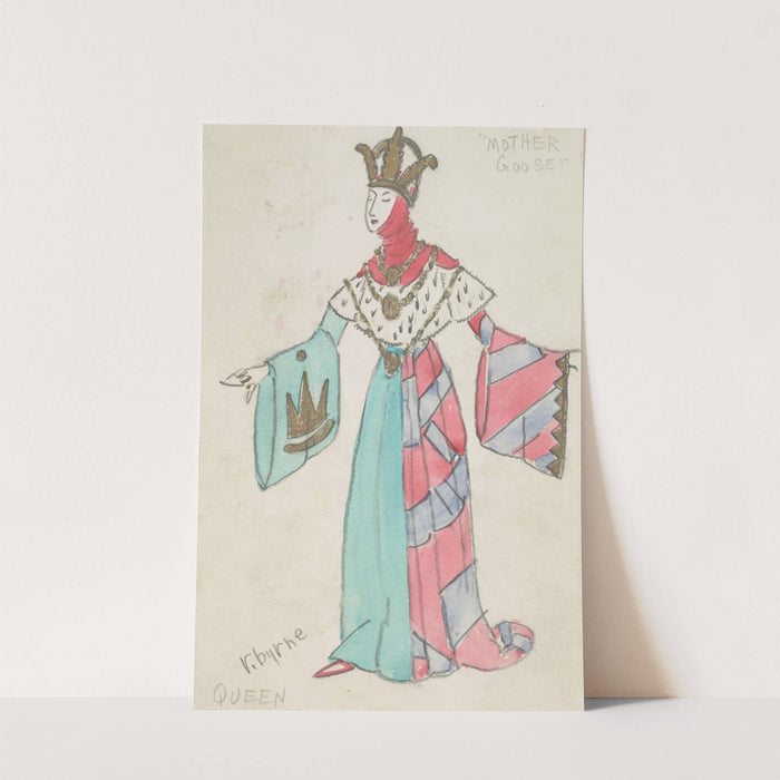 Mother Goose Goes to Town: Queen blue and red dress, red wimple, gold crown (1934-1943) by Robert Byrne
