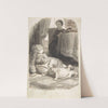 Mother Watching Over Two Young Children Playing (1835–1903) by Lorenz Frølich