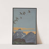 Motif with birds and mountains by Thorolf Holmboe