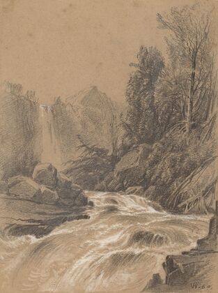 Mountain Landscape, Stream and Waterfall