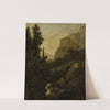 Mountain Landscape with Deer Hunt at a Waterfall by Frederik de Moucheron