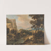 Mountainous landscape with fisherman by Roelant Roghman