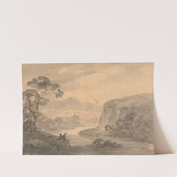 Mountainous Landscape with Two Figures overlooking a Lake by William Gilpin