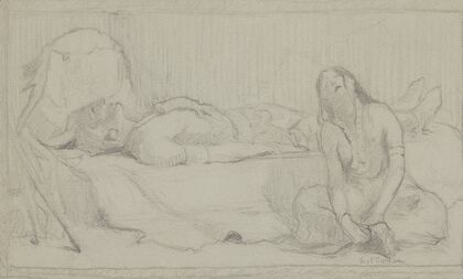 Mourning the Chief of the Tribe (preparatory sketch)