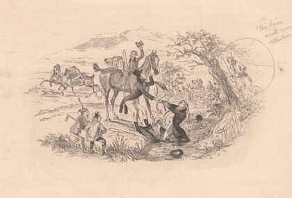 Mr. Jorrocks rescued from a ditch (1838)