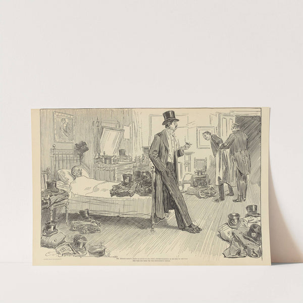Mr. Meeker doesn’t object so much to his wife’s entertainments… (1900-1905) by Charles Dana Gibson