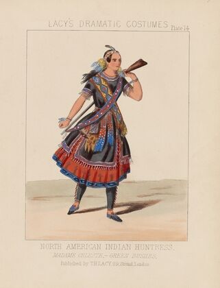 North American Indian huntress, Madame Celeste, Green bushes (1865)
