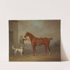 Mr. Yarburgh&#039;s Chestnut Hunter Robin Hood Held By A Groom With A Dog In A Landscap by George Haigh