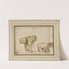 Mule Carrying Baskets, Pair of Yoked Oxen by Cornelis De Wael