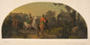 Mural design picturing riders in a landscape for a lunette in the library of the Chateau de Lude (Sarthe) (19th Century)