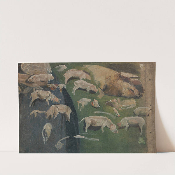 Muttersau und Ferkel, Studien zum Schweinekoben (1887) by Max Liebermann