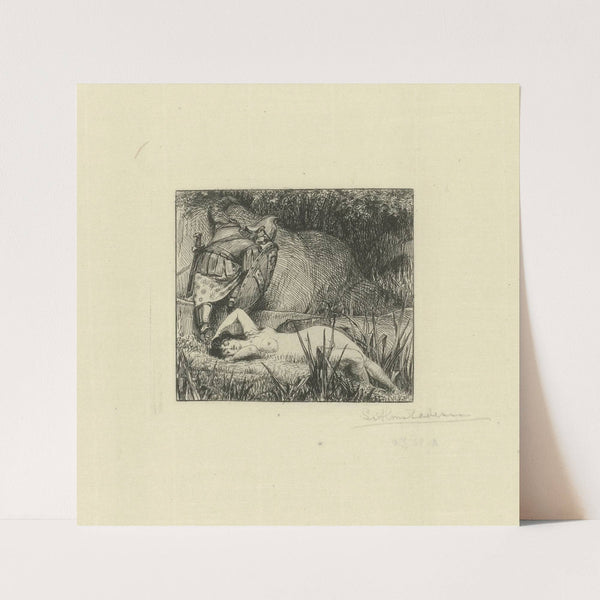 Naakte vrouw en een geharnaste ridder (1875) by Lawrence Alma-Tadema